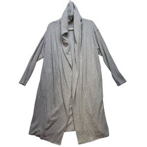 Easel Womens Hooded Longline Open Front Cardigan M Gray Lagenlook Minimalist'
